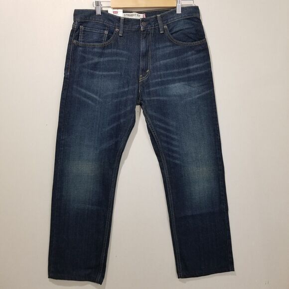 Levis 505 Jeans Men 34x30 Actual 34x29 Regular Fit Straight Blue Denim - Picture 2 of 12